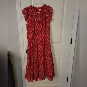 Red Floral Sleeveless Dress